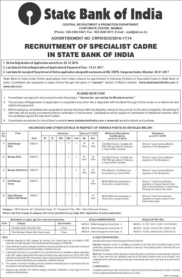Sco14 Crpd Rectruitment 28122016 | Sbi forex fees Sco14 Crpd Rectruitment 28122016 -