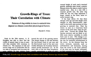 Fri!s, H.C. Growth-rings of trees: their correlation with climate. Science 154, 973-975 (1966). 
 