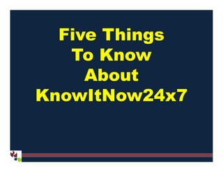 Five Things
To Know
About
KnowItNow24x7
About
KnowItNow24x7
 