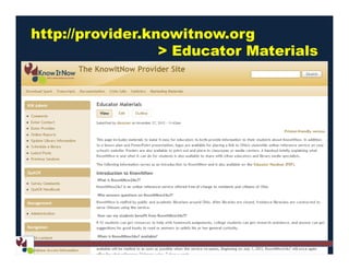 http://provider.knowitnow.org
> Educator Materials
 