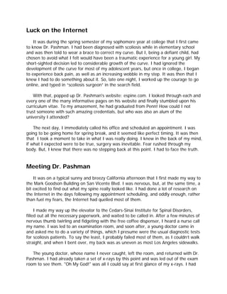 Hope Outweighs Fear:  My Scoliosis Journal