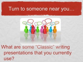 Turn to someone near you…What are some “Classic” writing presentations that you currently use?