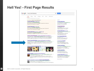 ©2013 LinkedIn Corporation. All Rights Reserved.
Hell Yes! - First Page Results
41
 