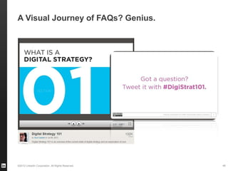 ©2013 LinkedIn Corporation. All Rights Reserved.
A Visual Journey of FAQs? Genius.
48
 