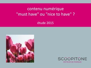 contenu numérique
"must have" ou "nice to have" ?
étude 2015
 