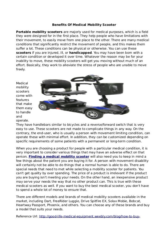 Benefits Of Medical Mobility Scooter