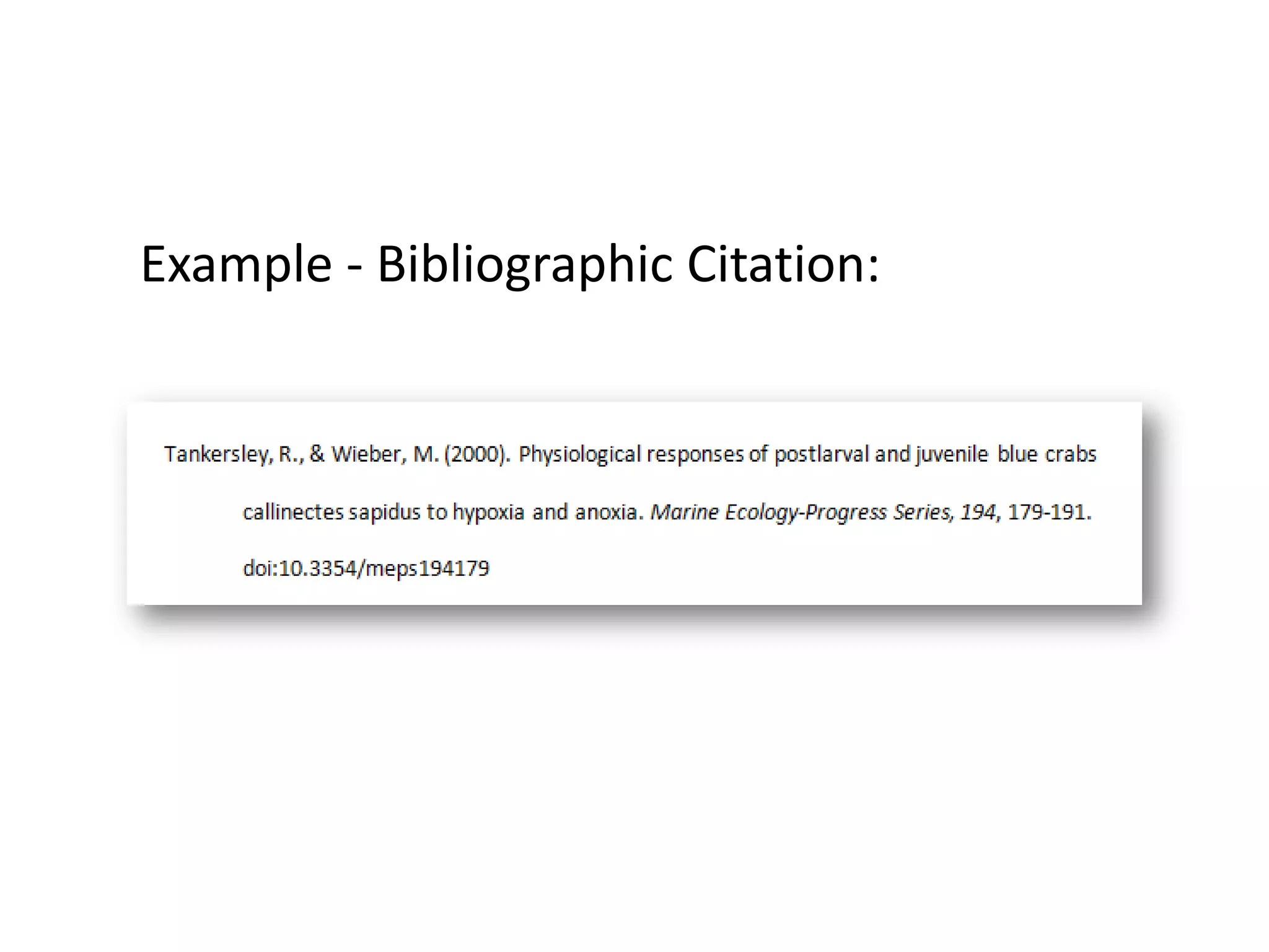 Example - Bibliographic Citation: