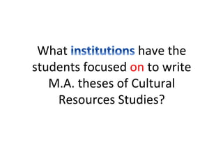 What have the 
students focused on to write 
M.A. theses of Cultural 
Resources Studies? 
 