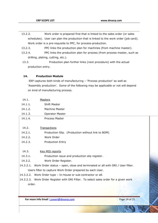 ERP Modules Scope Generic 29 Modules major master, input and output | PDF