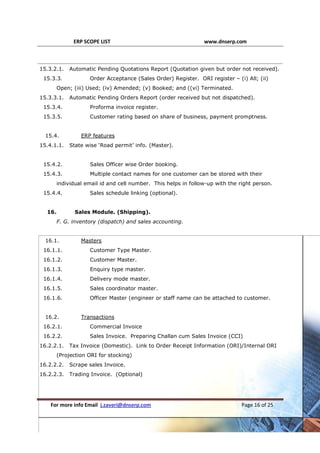 ERP Modules Scope Generic 29 Modules major master, input and output | PDF