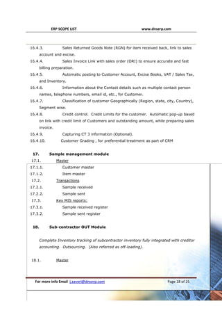 ERP Modules Scope Generic 29 Modules major master, input and output | PDF
