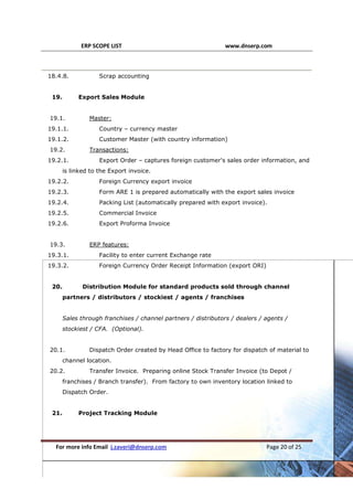 ERP Modules Scope Generic 29 Modules major master, input and output | PDF