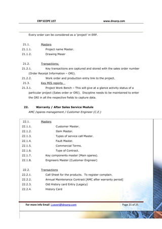 ERP Modules Scope Generic 29 Modules major master, input and output | PDF