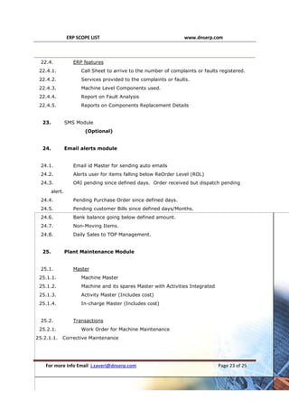 ERP Modules Scope Generic 29 Modules major master, input and output | PDF