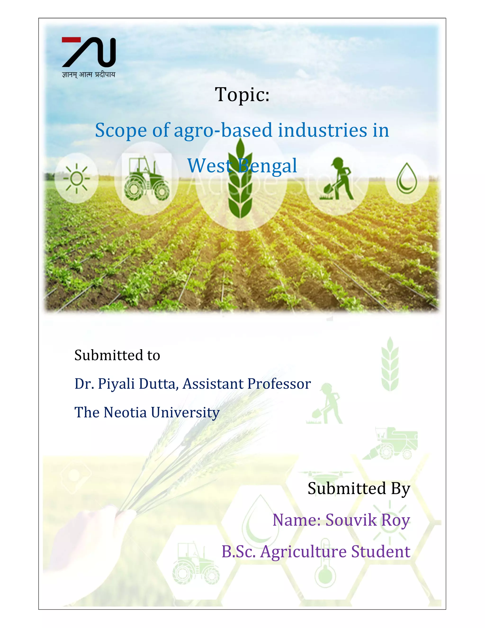 Scope of agro based industries in west bengal PDF