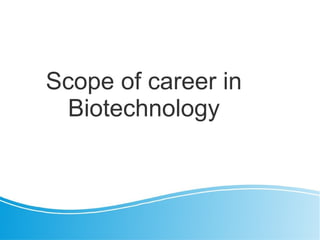 Scope of career in
Biotechnology
 