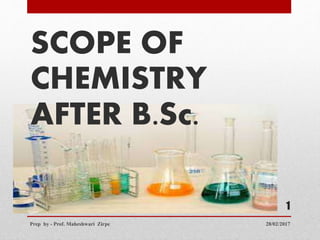 SCOPE OF
CHEMISTRY
AFTER B.Sc.
28/02/2017Prep by - Prof. Maheshwari Zirpe
1
 