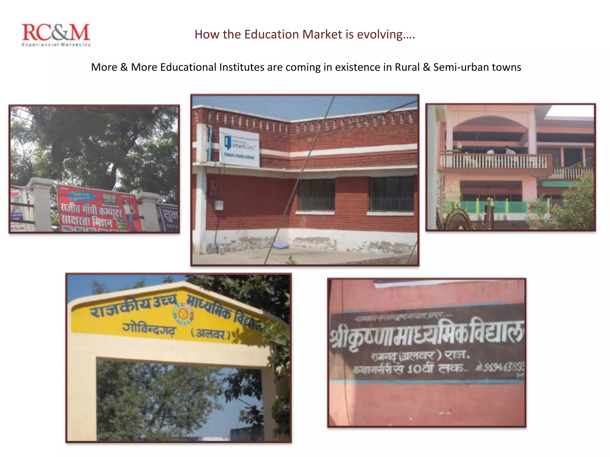 How the Education Market is evolving…. More & More Educational Institutes are coming in existence in Rural & Semi-urban towns  