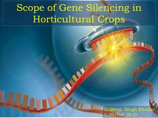 1 of 50 13/10/2017 Kuldeep Singh Bhullar (L-2015-A-30-D)1 of 30
Scope of Gene Silencing in
Horticultural Crops
Kuldeep Singh Bhullar
L-2015-A-30-D
 