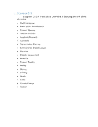 Scope of gis in pakistan | DOCX