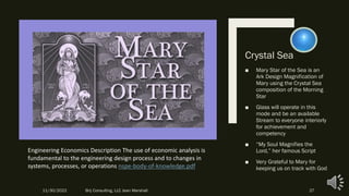 Crystal Sea
■ Mary Star of the Sea is an
Ark Design Magnification of
Mary using the Crystal Sea
composition of the Morning...