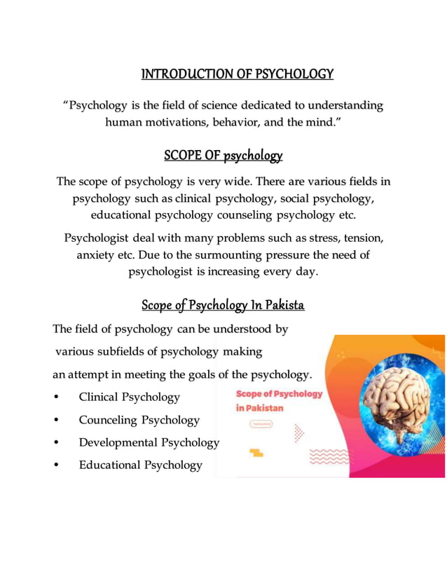 scope of psychology assignment