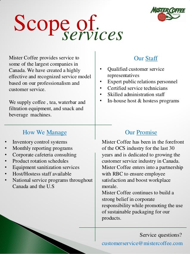 Mister Coffee The Scope Of Services