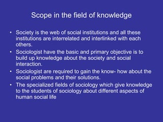 what are the scope of sociology