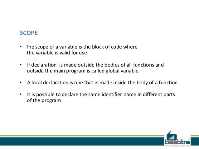 Scope of variables