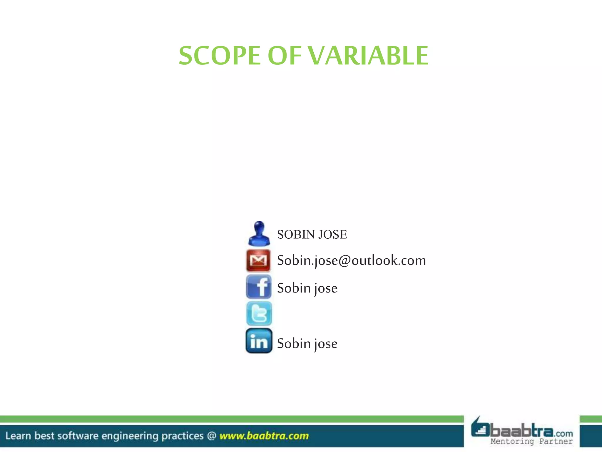 Scope of variables | PPT