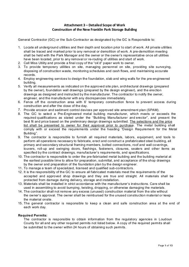 scope of work construction
