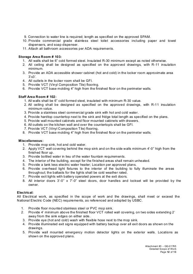 scope of work template electrical scope of works