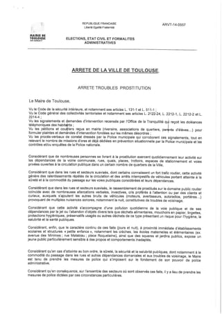 Arrêté anti-prostitution ville de Toulouse