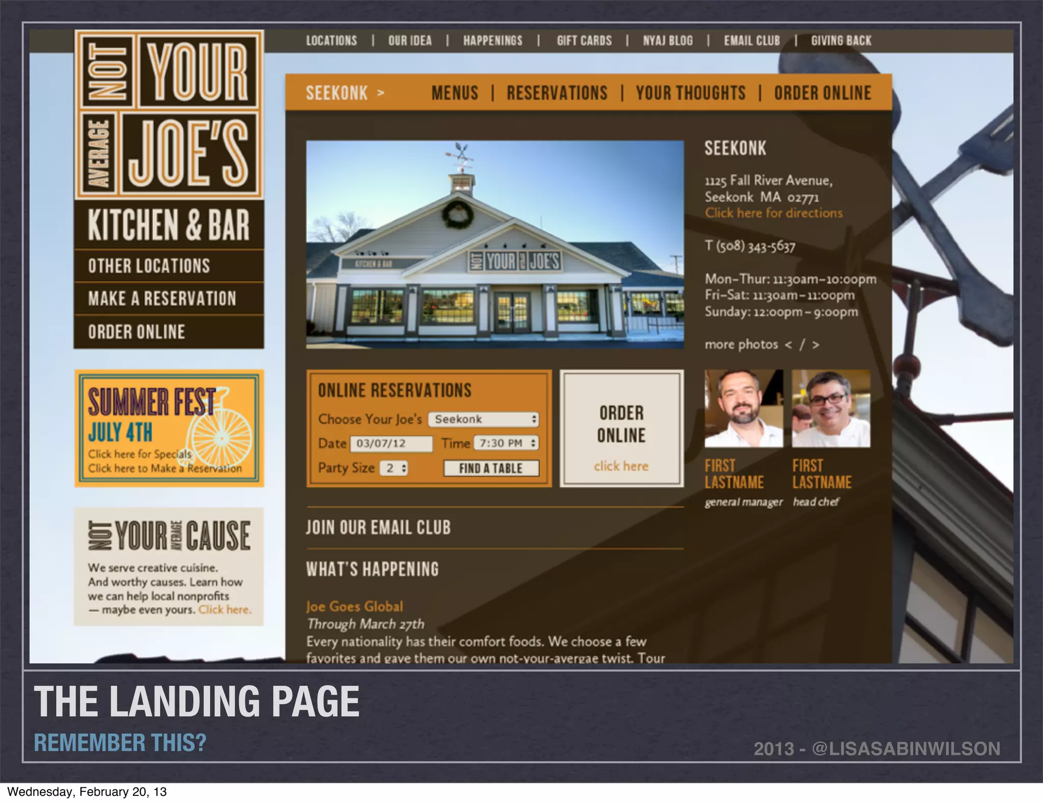 THE LANDING PAGE
    REMEMBER THIS?           2013 - @LISASABINWILSON

Wednesday, February 20, 13
 