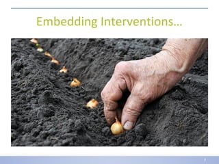 7
Stage 3 – EmbeddingEmbedding Interventions…
 