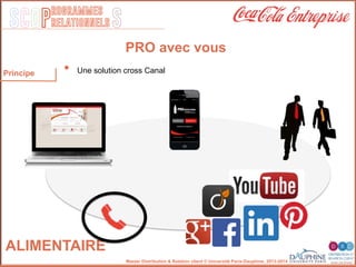 SCOP S
rogrammes
relationnels
Master Distribution & Relation client © Université Paris-Dauphine, 2013-2014
PRO avec vous
Principe •  Une solution cross Canal
ALIMENTAIRE
 