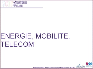 Master Distribution & Relation client © Université Paris-Dauphine, 2013-2014
SCOPStratégies
client
ENERGIE, MOBILITE,
TELECOM
 