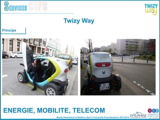 Master Distribution & Relation client © Université Paris-Dauphine, 2013-2014
Services COPS
ENERGIE, MOBILITE, TELECOM!
Twizy Way
Principe
 