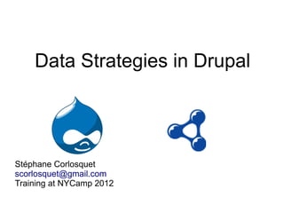 Data Strategies in Drupal




Stéphane Corlosquet
scorlosquet@gmail.com
Training at NYCamp 2012
 