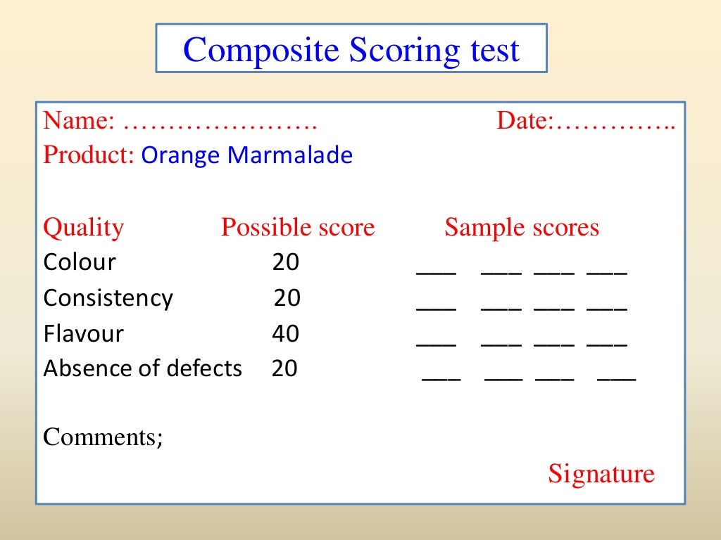 Sensory evaluation of food products