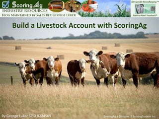 Build a Livestock Account with ScoringAg By George Luker SPID 0224509 ScoringAg a Division of ScoringSystem Inc. 
