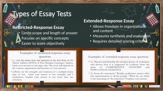 Restricted Response Essay Science Example Teaching: Scoring and recording Matters | PPTX