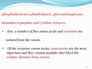 phosphodiesterases,phopholipases, glycosaminoglycans,
histamine,tryptophan and cytokine releasers.
• Also, a number of fre...