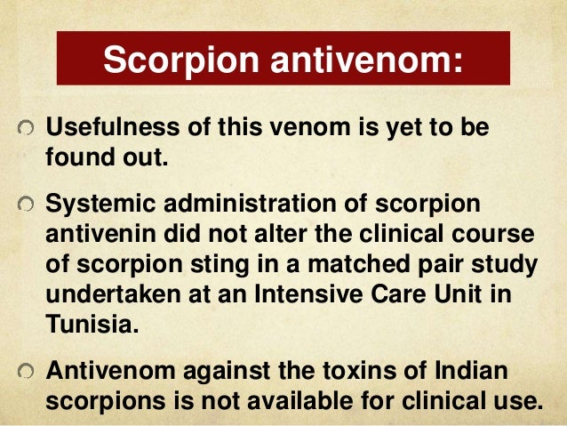 Scorpion sting management