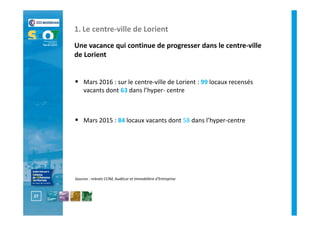 29
1. Le centre‐ville de Lorient
Une vacance qui continue de progresser dans le centre‐ville 
de Lorient  : +4,5 points en...