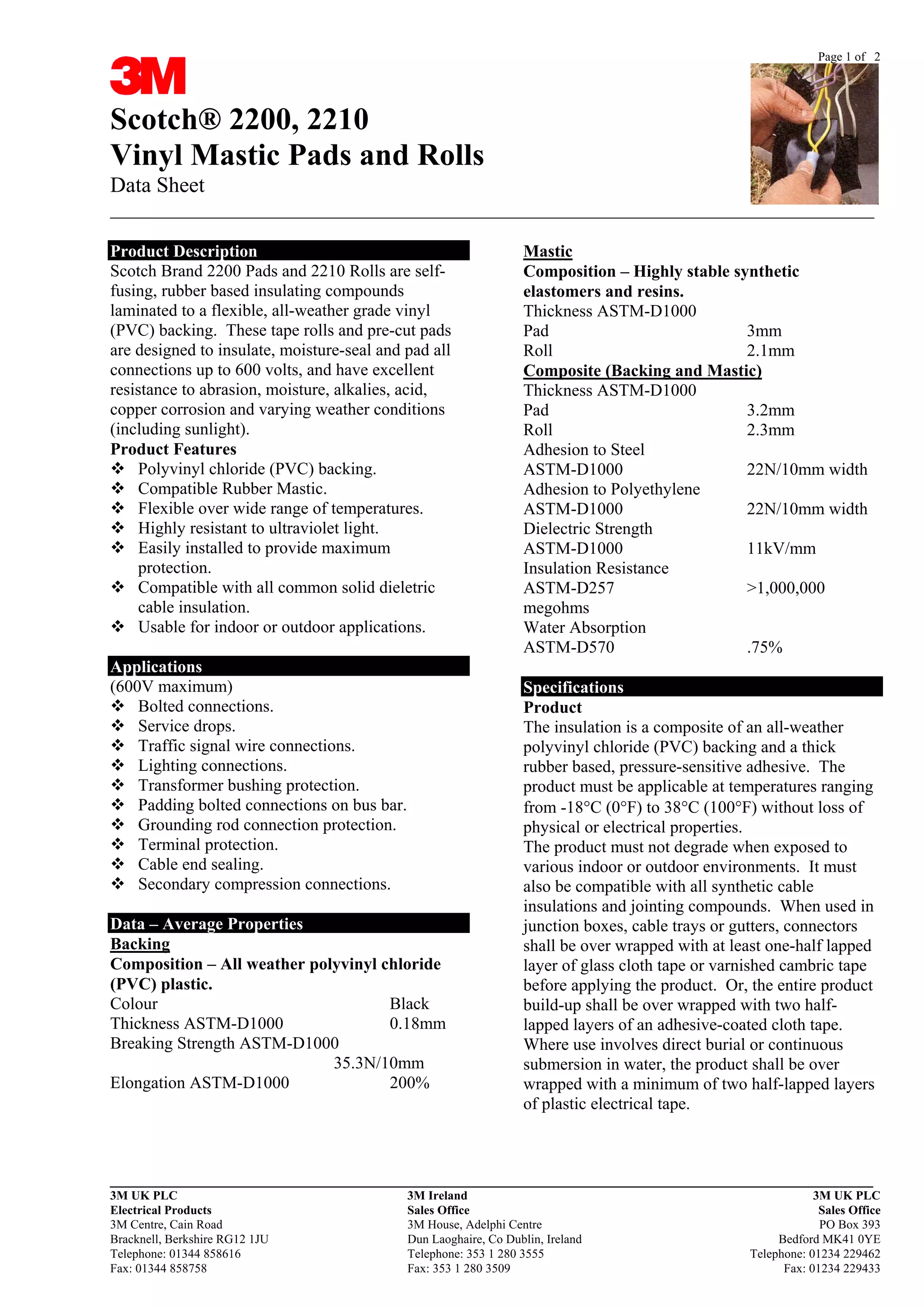 Scotch® Vinyl Mastic Roll 2210, Black, 102 Mm X 3 M, 2.29 Mm | United Kingdom