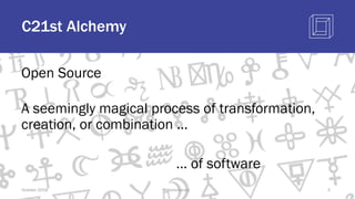 C21st Alchemy
Open Source
A seemingly magical process of transformation,
creation, or combination …
… of software
October 2018 @blockchaintp 5
 