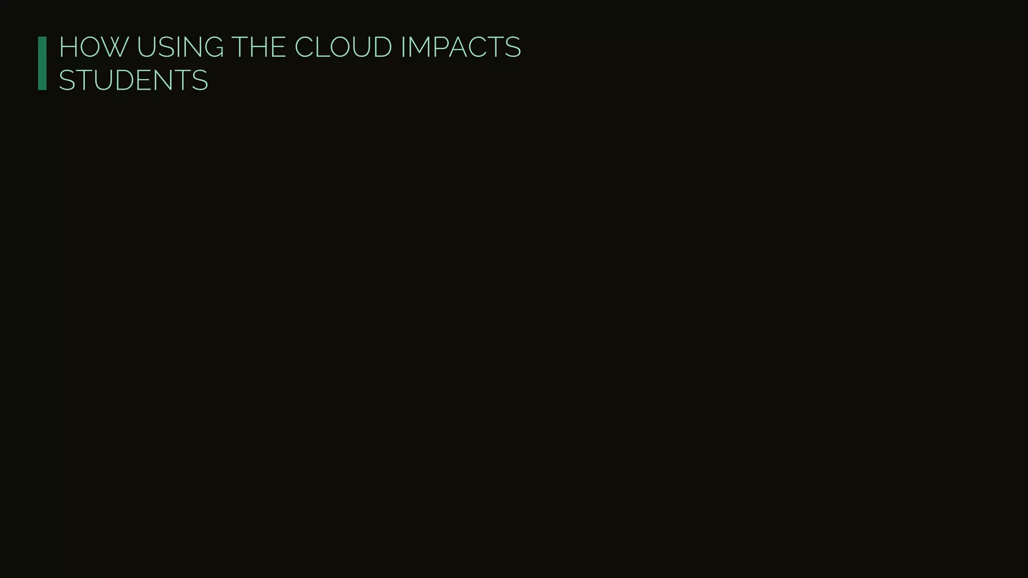 HOW USING THE CLOUD IMPACTS
STUDENTS
 