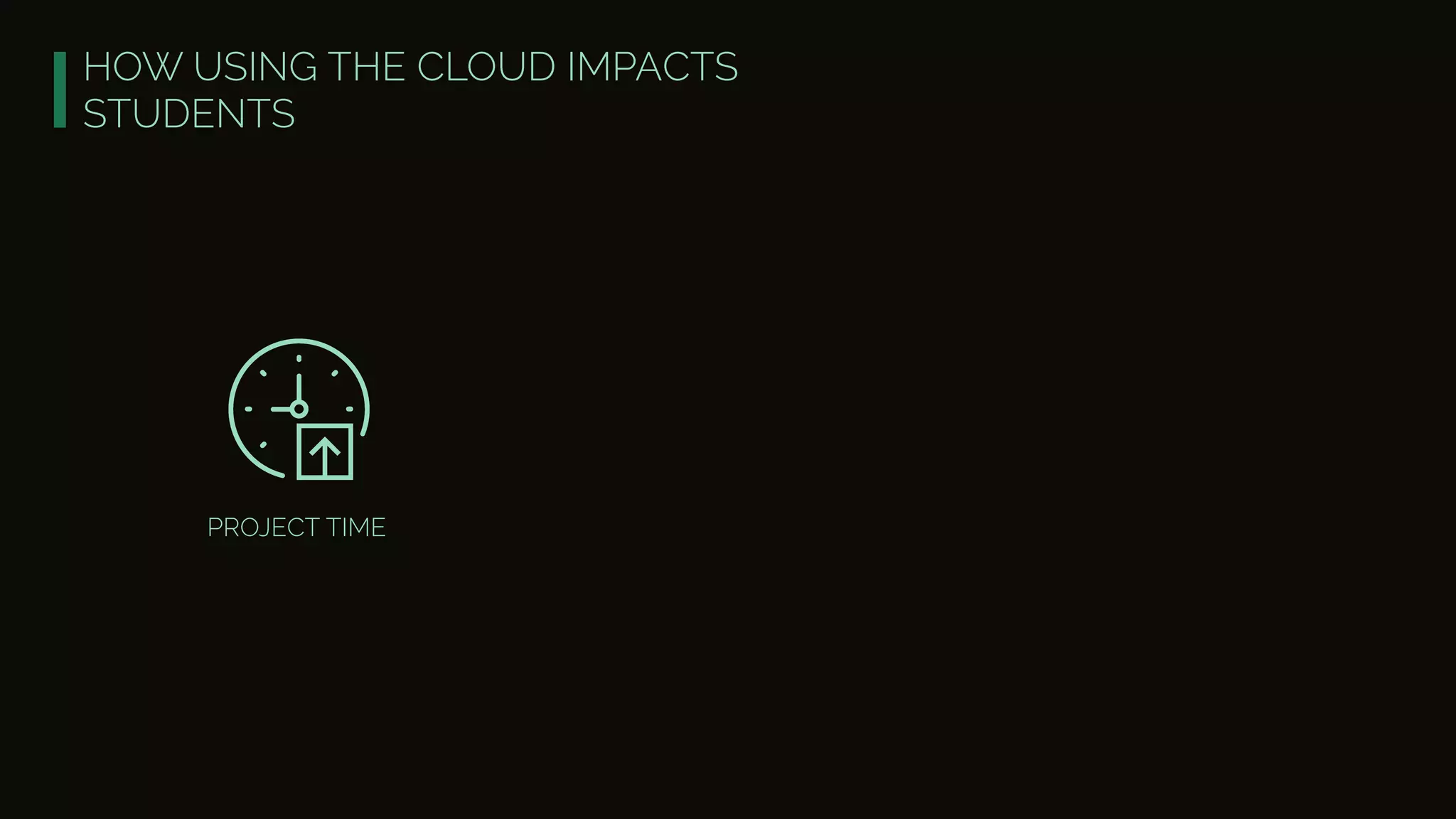 HOW USING THE CLOUD IMPACTS
STUDENTS
PROJECT TIME
 