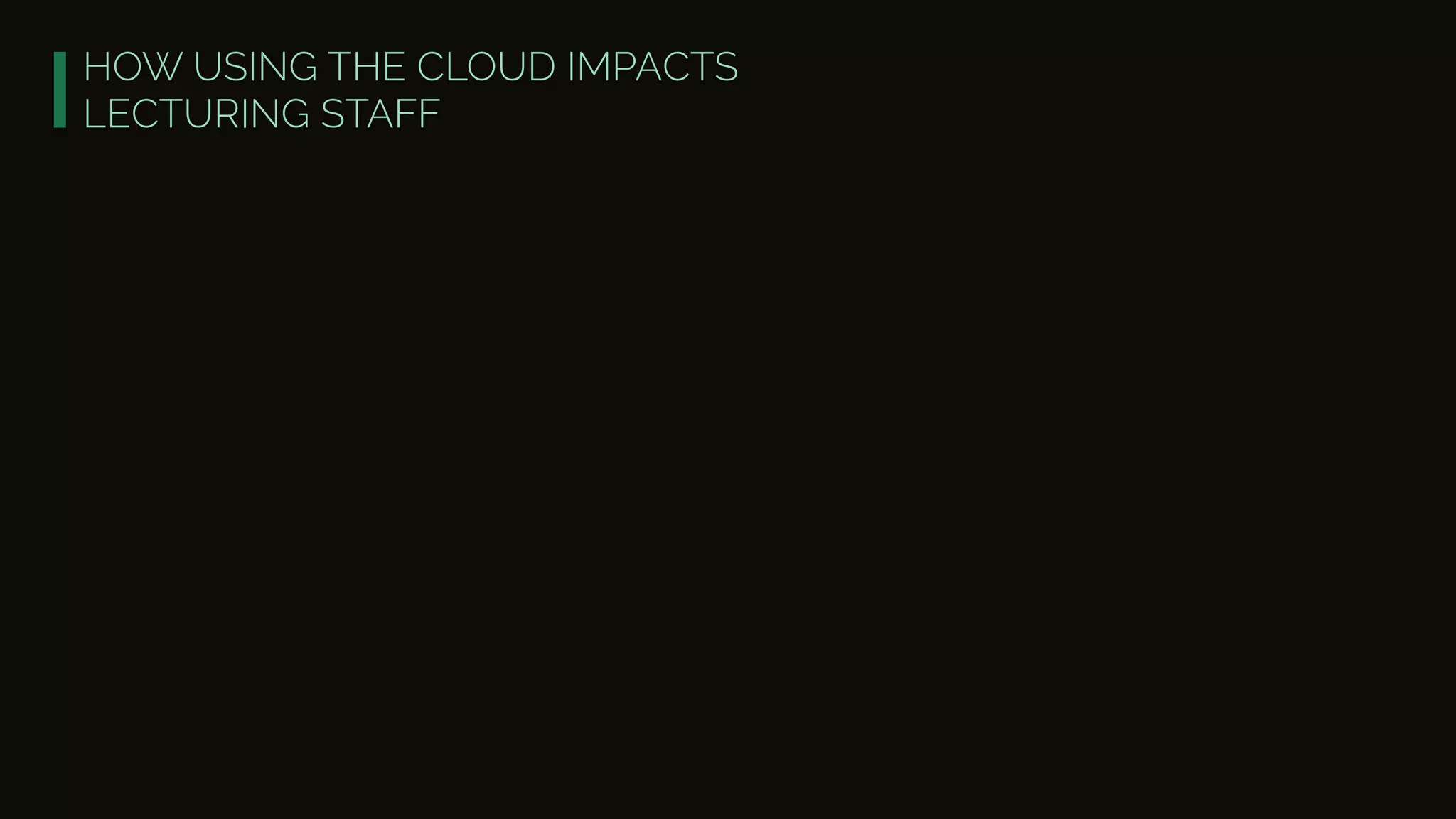 HOW USING THE CLOUD IMPACTS
LECTURING STAFF
 